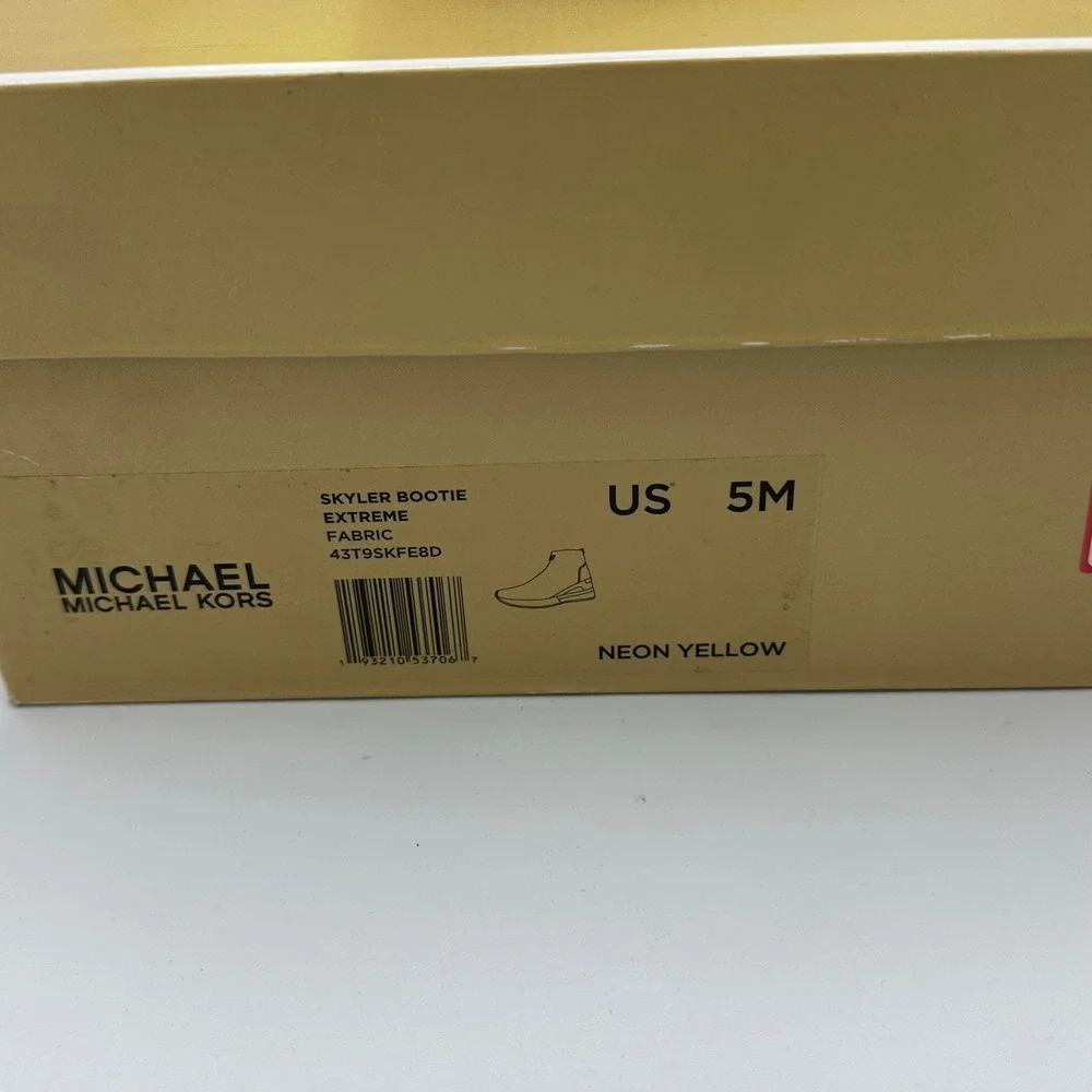 Michael Kors Womens‎ Extreme Neon Yellow Sock Sneakers Boot Wedge Heel Size 5M